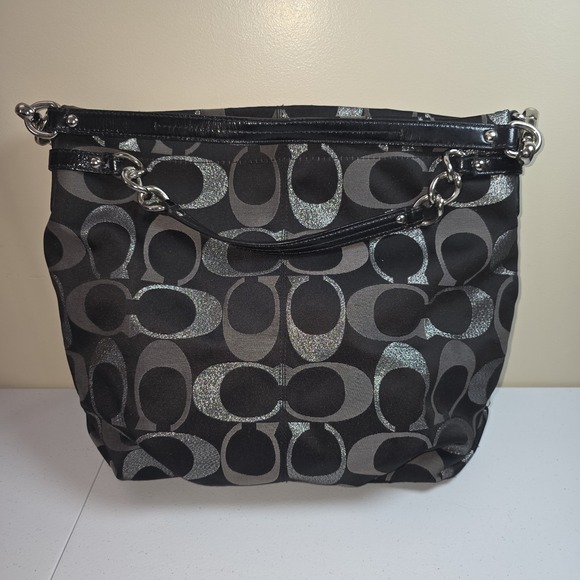 Y2K COACH Gallery Signature 3 Color Lurex Tote Bag Black/Silver No. H1193-F18003 - Picture 6 of 8